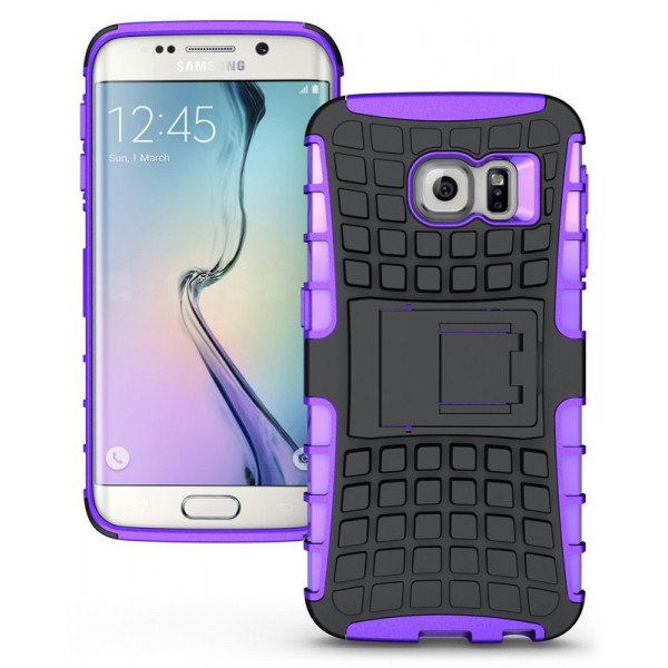 Wholesale Samsung Galaxy S6 Edge Rugged Hybrid with Kickstand (Purple)